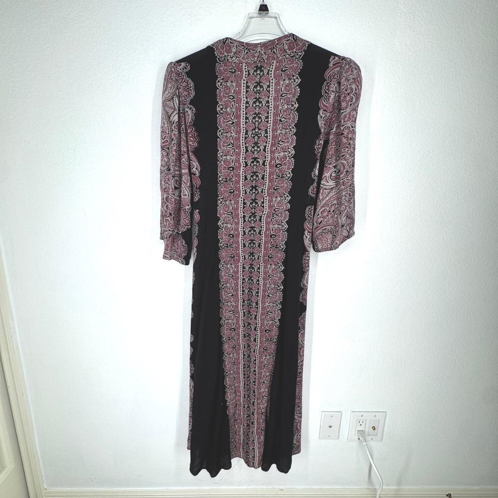 Free People Paisley Maxi Dress Deep V Neck Boho Witchy Flowy Gypsy Whimsigoth - Picture 9 of 10